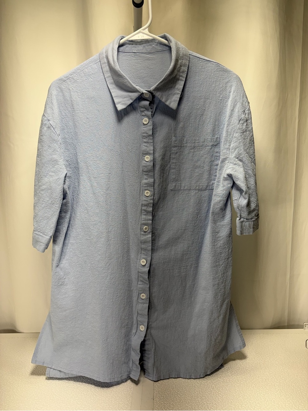 SHEIN Light Blue Button-Up Tunic Shirt 4555